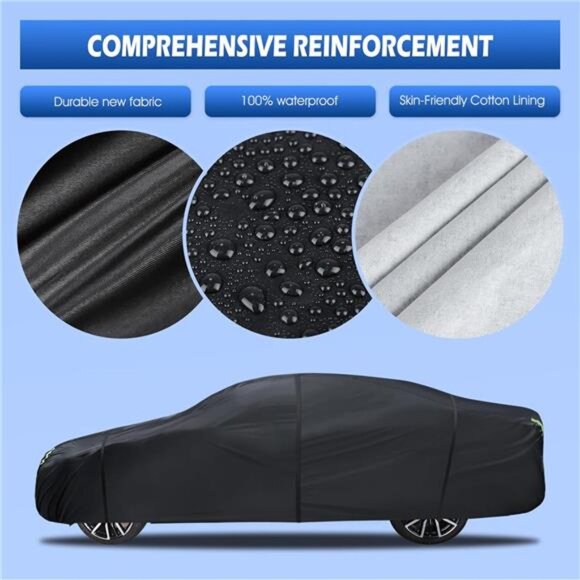 6 Layers Car Cover Waterproof All Weather for Automobiles, Size A3 with Zipper - Picture 6 of 7